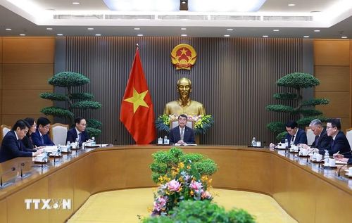 Quang cảnh buổi điện đàm. (Ảnh: Dương Giang/TTXVN)
