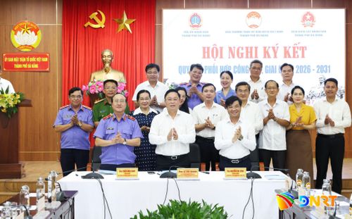 Tòa án nhân dân thành phố Đà Nẵng ký kết quy chế phối hợp giai đoạn 2026 - 2031 với Ủy ban MTTQ Việt Nam thành phố và Viện kiểm sát nhân dân thành phố. Ảnh: NGỌC HÀ