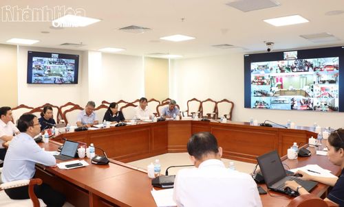 Cuộc họp được tổ chức trực tuyến với các xã, phường trên địa bàn tỉnh.