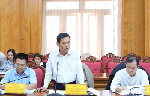 Chủ tịch Liên minh Hợp tác xã tỉnh Lâm Đồng Nguyễn Khải nêu báo cáo 6 tháng đầu năm