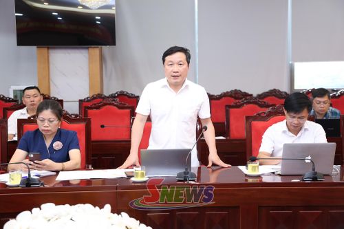 Lãnh đạo Ban Quản lý các khu công nghiệp tỉnh phát biểu tại cuộc làm việc.