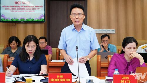 Đại diện Bảo hiểm xã hội tỉnh phát biểu làm rõ các nội dung khảo sát.