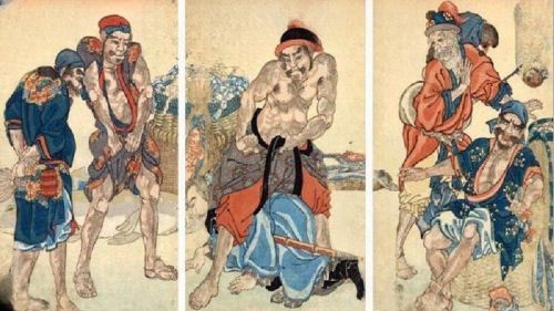 Tranh vẽ lại điển tích ”Hàn Tín chịu nhục chui háng“.