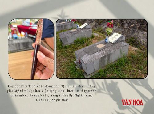 Chiếc bút Kim Tinh được tìm thấy trong phần mộ vô danh số 287 tại Nghĩa trang Liệt sĩ Quốc gia Nầm