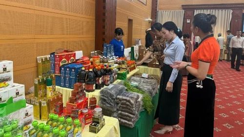 Gian hàng giới thiệu sản phẩm nông sản.