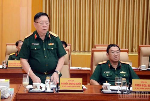 Đại tướng Nguyễn Trọng Nghĩa phát biểu tại hội nghị. (Ảnh: Thế Đại)