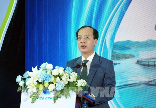 Chủ tịch UBND tỉnh Vĩnh Long Trần Trí Quang phát biểu tại lễ khánh thành. Ảnh: Phạm Minh Tuấn - TTXVN