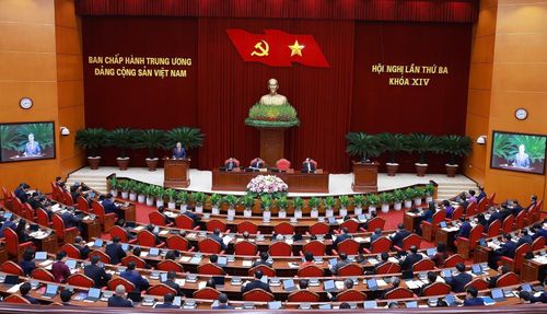  Phiên khai mạc Hội nghị lần thứ ba Ban Chấp hành Trung ương Đảng khóa XIV. Ảnh: Dương Giang - TTXVN 