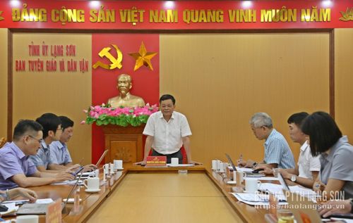 Đồng chí Nguyễn Quốc Khánh, Ủy viên Ban Thường vụ Tỉnh ủy, Trưởng Ban Tuyên giáo và Dân vận Tỉnh ủy, Tổ trưởng Tổ công tác phát biểu kết luận cuộc họp