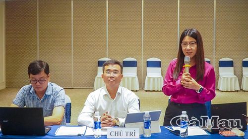 Bà Nguyễn Thị Thu Trang, điều phối viên Trung tâm Bảo tồn sinh vật biển và Phát triển cộng đồng (MCD), chia sẻ kinh nghiệm trong công tác phối hợp thực hiện đồng quản lý, bảo tồn biển.