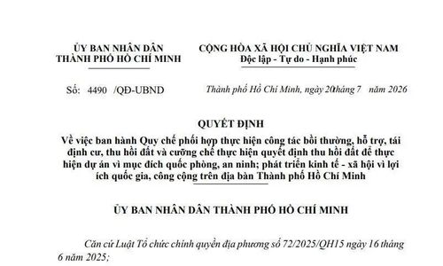 Một phần Quyết định 4490/QĐ-UBND của UBND TP.HCM. Ảnh chụp màn hình
