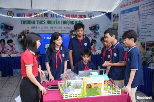 Sản phẩm "Nông nghiệp thông minh" của Trường THCS Nguyễn Thượng Hiền. Ảnh: Lại Tấn