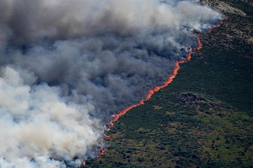  Cháy rừng lan rộng trên dãy núi Burgohondo, ở Avila, Tây Ban Nha ngày 23/7. Ảnh: Reuters. 