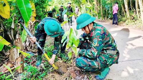 Nhiều cây xanh mới được bộ đội trồng, tạo thêm bóng mát.