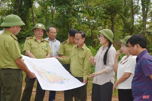 Phó Chủ tịch HĐND tỉnh Nguyễn Thị Việt Hà và Trưởng ban Pháp chế HĐND tỉnh Nguyễn Thị Nhuần yêu cầu chủ rừng báo cáo tình hình thực hiện nhiệm vụ BVR và những vấn đề còn khó khăn, bất cập.