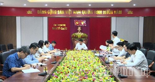 Quang cảnh hội nghị Ban chỉ đạo chuyển đổi số ngành Tổ chức xây dựng Đảng tỉnh.