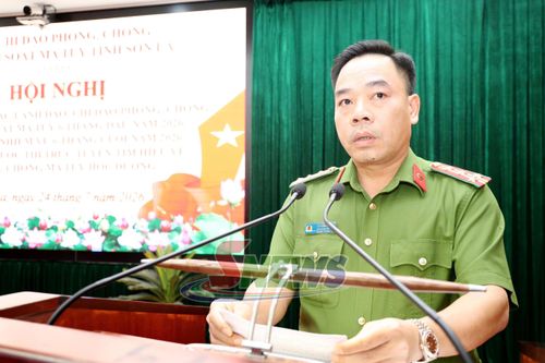 Lãnh đạo Công an tỉnh báo cáo kết quả công tác lãnh đạo, chỉ đạo phòng, chống và kiểm soát ma túy 6 tháng đầu năm, triển khai nhiệm vụ trọng tâm 6 tháng cuối năm 2026.
