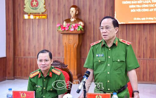 Thiếu tướng Huỳnh Thới An, Phó Cục trưởng Cục Cảnh sát Phòng cháy, chữa cháy và Cứu nạn, cứu hộ (Bộ Công an), phát biểu tại buổi thông báo kết luận kiểm tra.