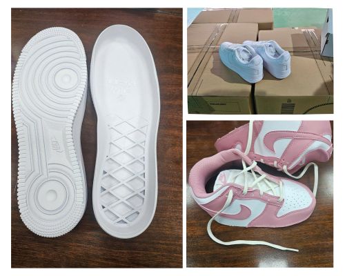 Số lượng lớn giày thành phẩm và bán thành phẩm mang các dấu hiệu “NIKE”, “NIKE AIR” và “AIR JORDAN. (Ảnh: Cục Quản lý và Phát triển thị trường trong nước)