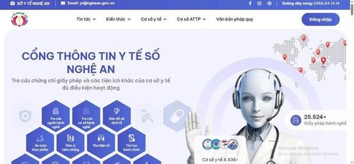 Người dân có thể tra cứu thông tin các cơ sở khám bệnh, chữa bệnh đã được cấp phép và người hành nghề đã được cấp phép trên Cổng thông tin điện tử của Sở Y tế Nghệ An (https://yte.nghean.gov.vn/). Ảnh: Sở Y tế Nghệ An.
