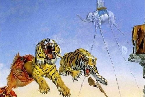  Trích đoạn bức tranh Giấc mộng xảy ra bởi một con ong bay quanh quả thạch lựu trong một giây trước khi thức giấc được họa sĩ Salvador Dalí vẽ năm 1944. Ảnh: amazon. 