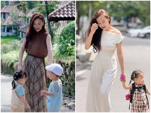 Nữ diễn viên phim "Hương vị tình thân" bên các con nhỏ trong các chuyến đi. Ảnh: FB Phương Oanh.