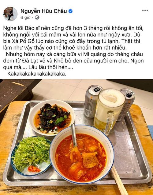 Bài đăng trên trang cá nhân của NSƯT Hữu Châu. Ảnh: Chụp màn hình FBNV