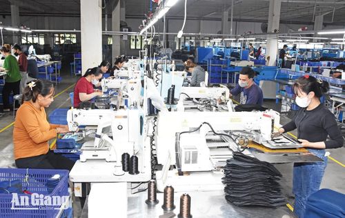 Công nhân Công ty Cổ phần Thái Bình Kiên Giang, khu công nghiệp Thạnh Lộc, xã Thạnh Lộc đang làm việc. Ảnh: KIỀU DIĚM