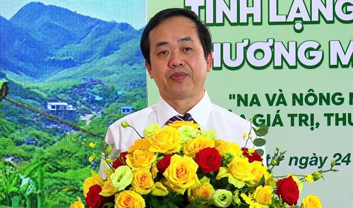 Giám đốc Sở Công Thương tỉnh Lạng Sơn Bùi Quốc Khánh phát biểu khai mạc. Ảnh: Thảo Anh