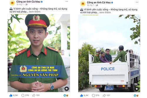 Thượng úy Nguyễn Văn Pháp, cán bộ tuyên truyền Công an xã Lương Thế Trân cùng thực hiện video clip tham dự Cuộc thi “Tổ quốc bình yên” với chủ đề “Vì bình yên cuộc sống - Không tàng trữ vũ khí trái phép”.