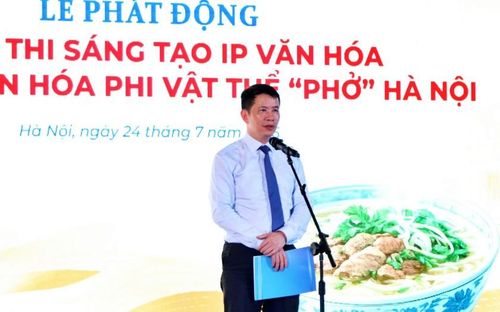 Giám đốc Sở Văn hóa và Thể thao Hà Nội Phạm Tuấn Long phát động cuộc thi "Sáng tạo IP văn hóa từ di sản văn hóa phi vật thể "Phở" Hà Nội" ngày 24/7.