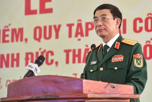 Đại tướng Phan Văn Giang phát biểu tại buổi lễ. (Ảnh: Lương Ý)