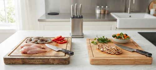 Dùng thớt chế biến đồ sống và đồ chín riêng biệt. 