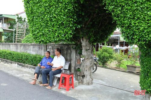 Không gian trước ngôi nhà là nơi kết nối tình làng nghĩa xóm qua những bát nước chè xanh và những câu chuyện mộc mạc của làng quê.