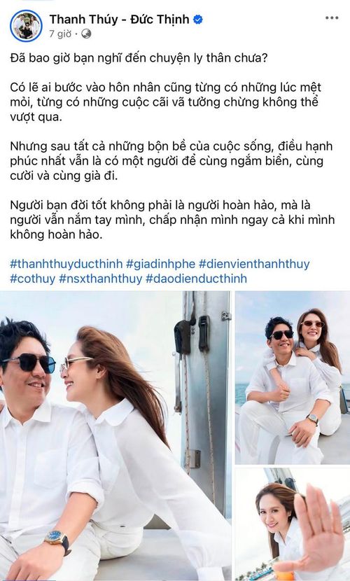 Thanh Thúy trải lòng về cuộc sống hôn nhân. Ảnh: Chụp màn hình FBNV