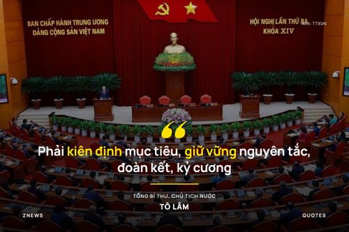  Tổng Bí thư, Chủ tịch nước Tô Lâm nhấn mạnh, thành công của hội nghị mới là bước đầu. Tình hình thế giới sẽ còn diễn biến nhanh, phức tạp, thời cơ và thách thức đan xen. Càng trong hoàn cảnh đó, càng phải kiên định mục tiêu, giữ vững nguyên tắc, đoàn kết, kỷ cương; chủ động, sáng tạo, dám nghĩ, dám làm, dám chịu trách nhiệm vì lợi ích chung. 