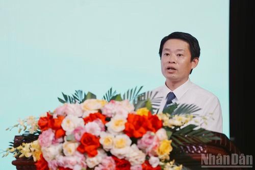 Đồng chí Nguyễn Quang Huy, Tỉnh ủy viên, Giám đốc Sở Khoa học và Công nghệ tỉnh Lạng Sơn phát biểu tại sự kiện.
