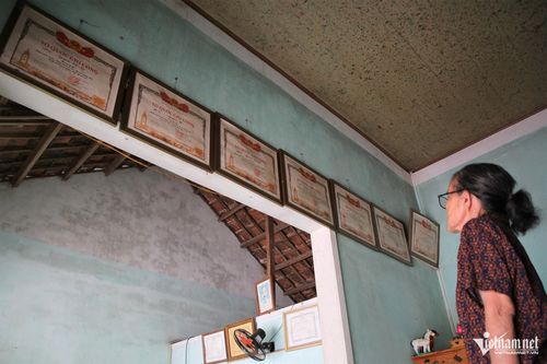 Những tấm bằng Tổ quốc ghi công được gia đình bà Thu gìn giữ qua nhiều năm