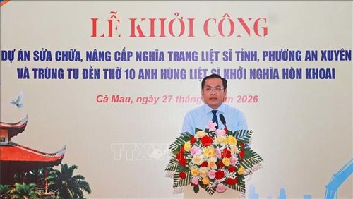 Phó Chủ tịch UBND tỉnh Cà Mau Ngô Vũ Thăng phát biểu tại buổi lễ. Ảnh: Huỳnh Anh/TTXVN