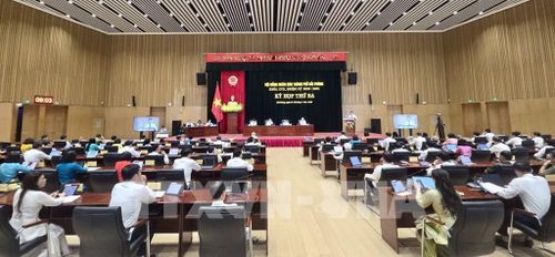Quang cảnh kỳ họp thứ 3 HĐND thành phố Hải Phòng khóa XVII. Ảnh: Minh Huệ-TTXVN