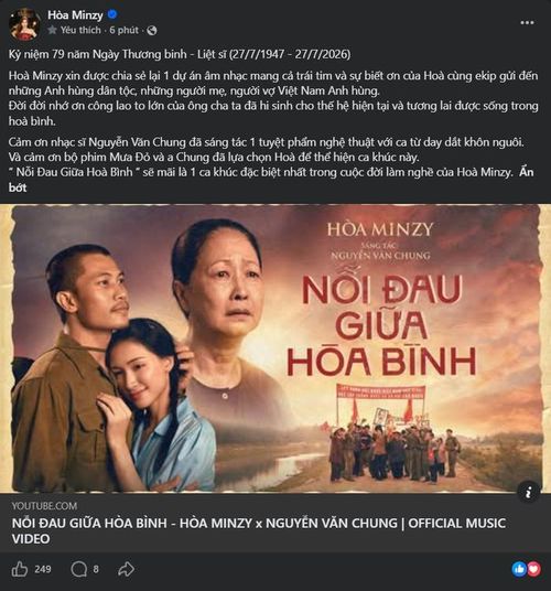 Hòa Minzy gửi lời tri ân đến Nguyễn Văn Chung vì đã lựa chọn cô thể hiện ca khúc.