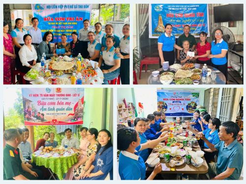 Bên những mâm cơm nghĩa tình nhân ngày Thương binh - Liệt sĩ 27/7. Ảnh: THÚY HIỀN