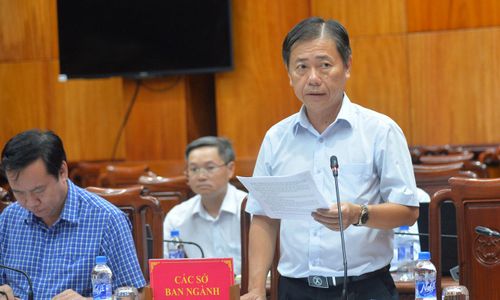 Đại diện lãnh đạo sở, ngành phát biểu tại cuộc họp.