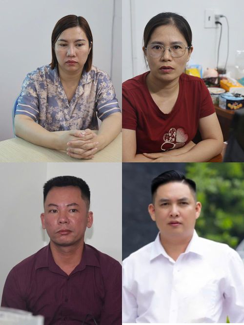 Các đối tượng Lê Thị Kim Nhung, Hoàng Thị Tuyên, Ngô Tiến Tiếp và Lê Thế Chín (từ trên xuống dưới, từ trái qua phải). Ảnh: CACC.