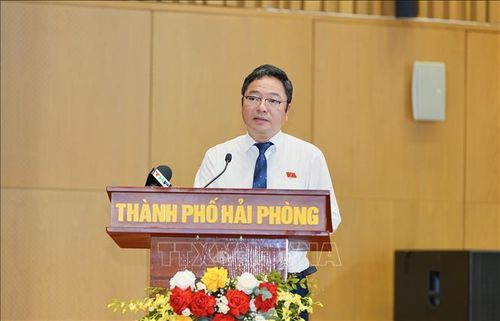 Giám đốc Sở Văn hóa, Thể thao và Du lịch Hải Phòng Nguyễn Thành Trung trả lời chất vấn tại kỳ họp.