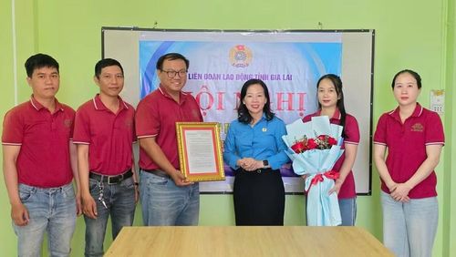 Ban Chấp hành Công đoàn cơ sở Công ty TNHH Trường Đạt Tây Nguyên ra mắt nhận nhiệm vụ. Ảnh: Bá Bính