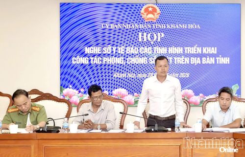 Đại diện xã Tây Khánh Vĩnh phát biểu tại cuộc họp.
