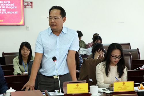 Đồng chí Võ Thành Huy, Phó Giám đốc Sở Văn hóa, Thể thao và Du lịch phát biểu tại buổi làm việc