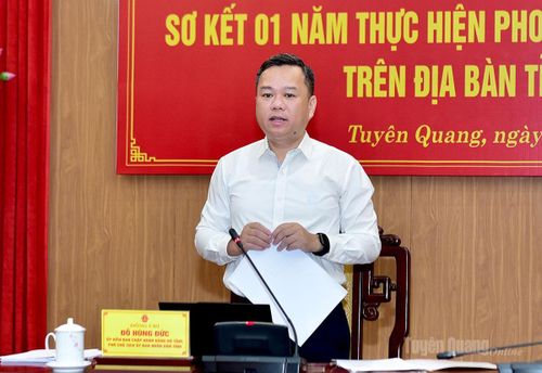 Phó Chủ tịch UBND tỉnh Đỗ Hùng Đức phát biểu kết luận hội nghị.