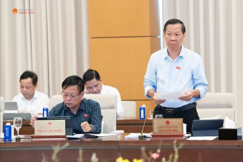 Chủ nhiệm Ủy ban Kinh tế và Tài chính Phan Văn Mãi trình bày Báo cáo thẩm tra sơ bộ dự án Luật